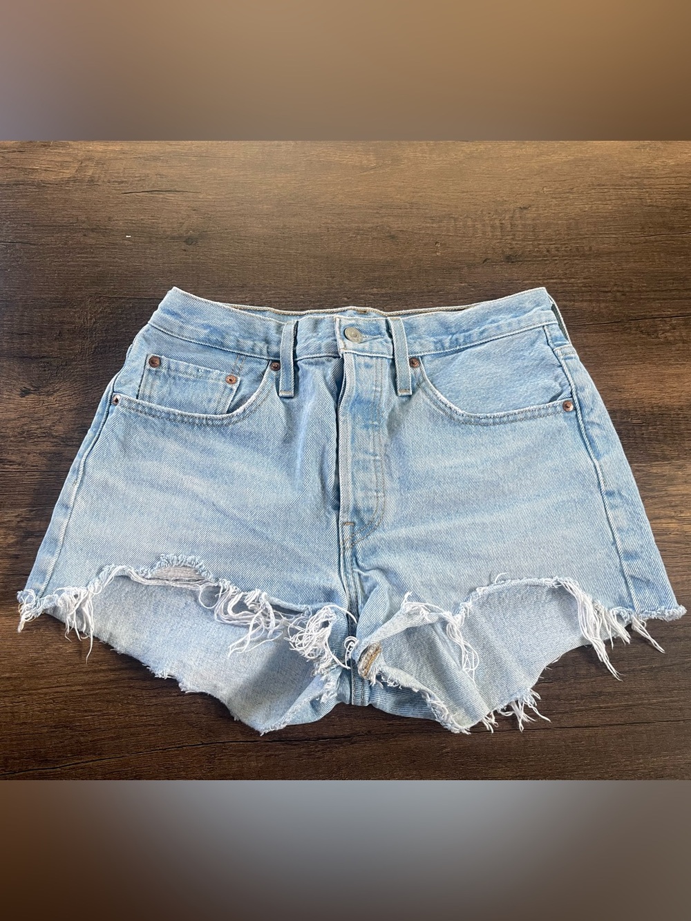Levi's 501 blue denim shorts
